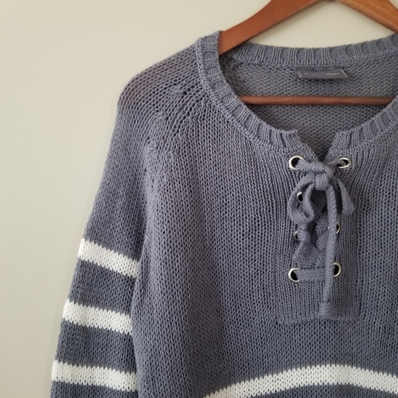 WOODEN Ships Tied Neckline Boating Cotton Blend Summer Sweater Size Small Medium - Picture 8 of 8